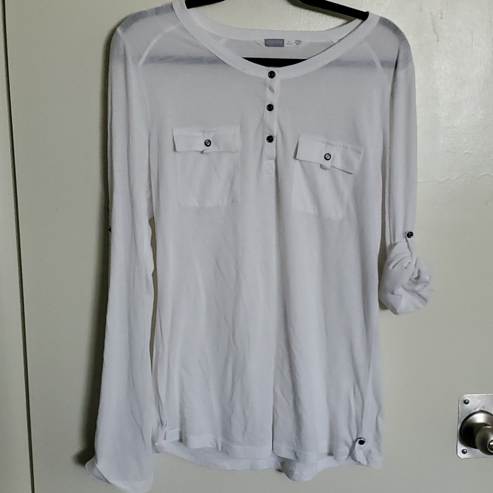 Athleta xl white button henley